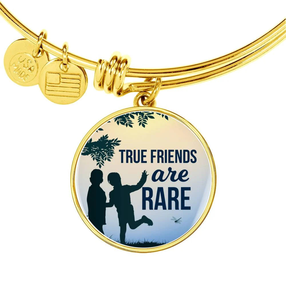 Friend Message True Friends Are RAre Personalized Engraved Gold Circle Bangle